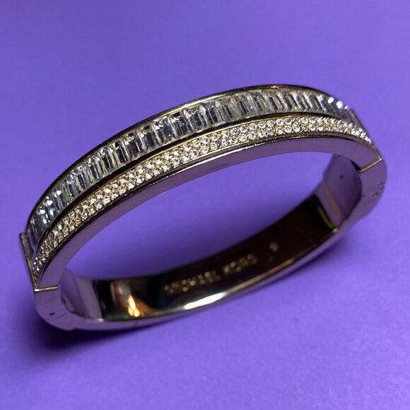 Midhael Korrs Hinged Pave Crystals And Baguettes Bracelet - Picture 1 of 5